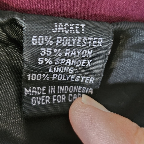 BCX Princess Cut 3/4 Rolled Sleeve Maroon Blazer Jacket Size S - Picture 7 of 7